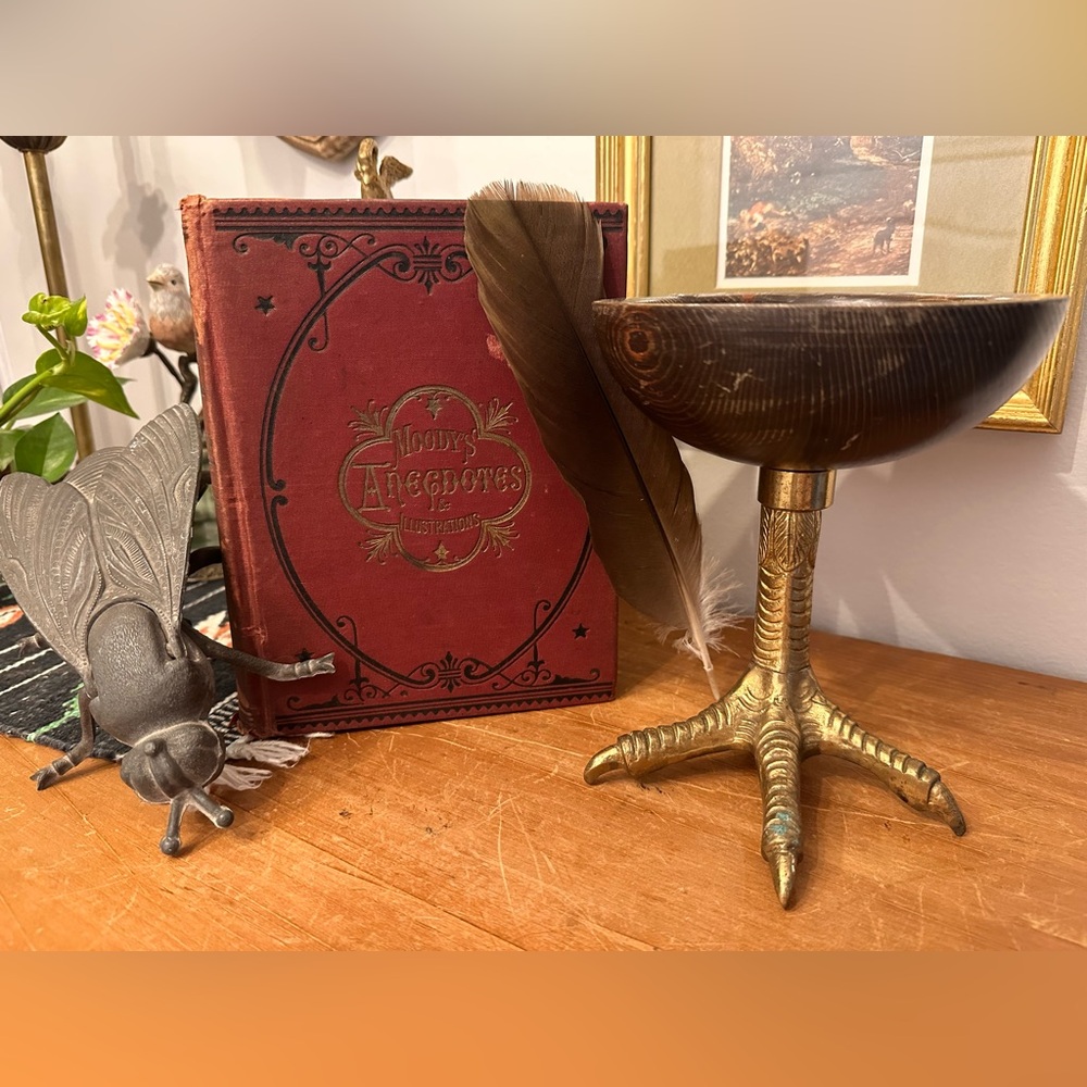 Vintage Book Moody's Anecdotes 1887, Talon Bowl, Fly Ashtray